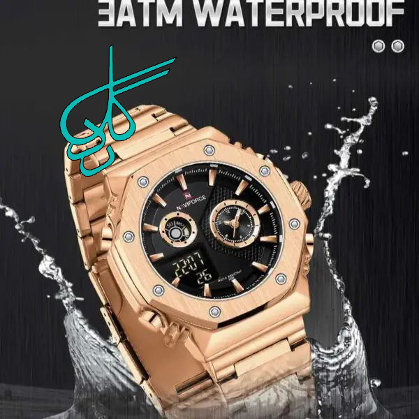 خرید ساعت مردانه نیوی فورس (Naviforce) مدل 9216 موتور ژاپن اصل ضد آب بند استیل رنگ ثابت دو زمانه چراغ دار به همراه جعبه و کیف دستی کد 1918304 - ردگل