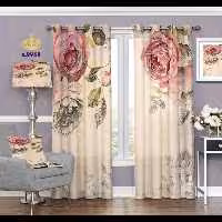 پرده پذیرایی دو قواره طرح گل کد S9968