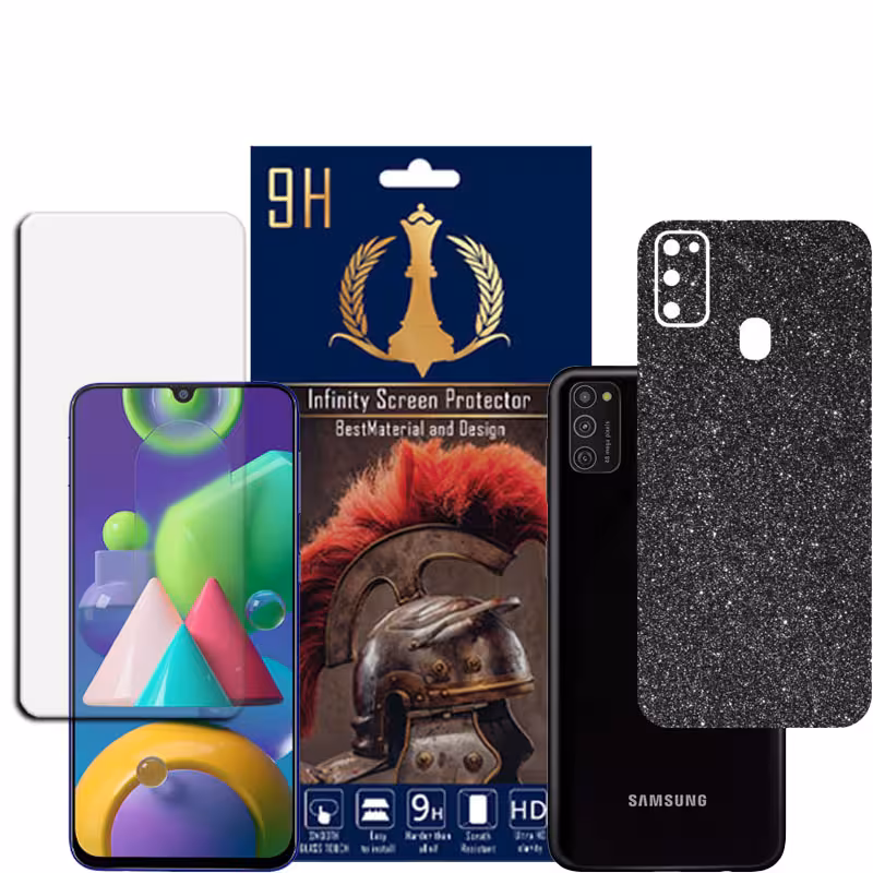 برچسب پوششی اینفینیتی مدل PRO MAX مناسب برای گوشی موبایل سامسونگ GALAXY M21 به همراه محافظ صفحه نمایش