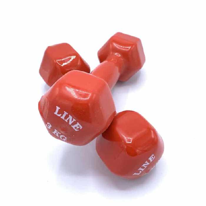 دمبل شش ضلعی لاين روکش دار 3 کیلوگرمی – 2 عددی