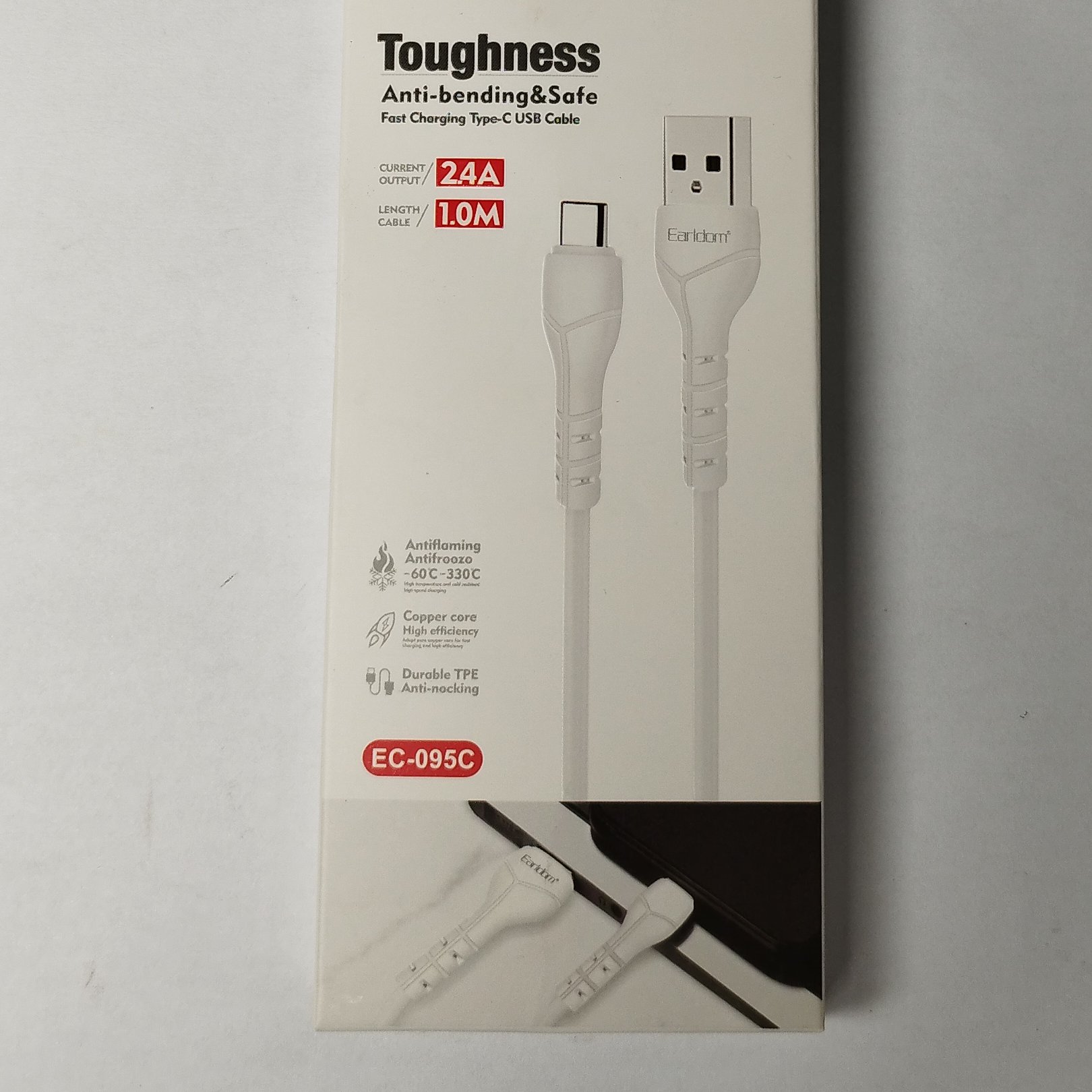 کابل شارژر تایپ سی TYPE C رنگ سفید 