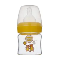 شیشه شیر نیو نی نی طرح خرس و شیر مدل دهانه عریض کد 7035 گنجایش 100 میلی لیتر