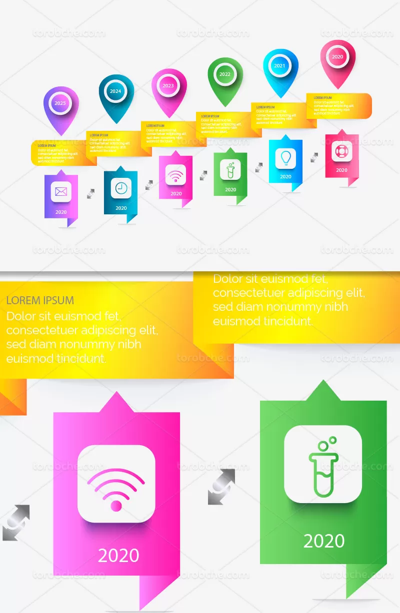 وکتور اینفوگرافیک خلاقانه رنگی | گرافیک با طعم تربچه