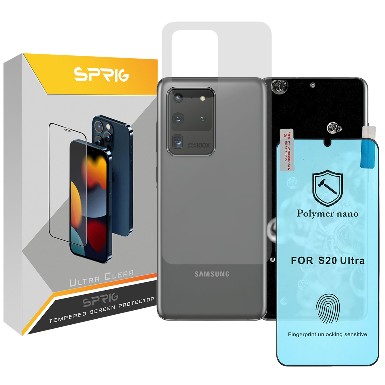 محافظ پشت گوشی اسپریگ مدل Nano-SP مناسب برای گوشی موبایل سامسونگ Galaxy S20 ultra به همراه محافظ صفحه نمایش