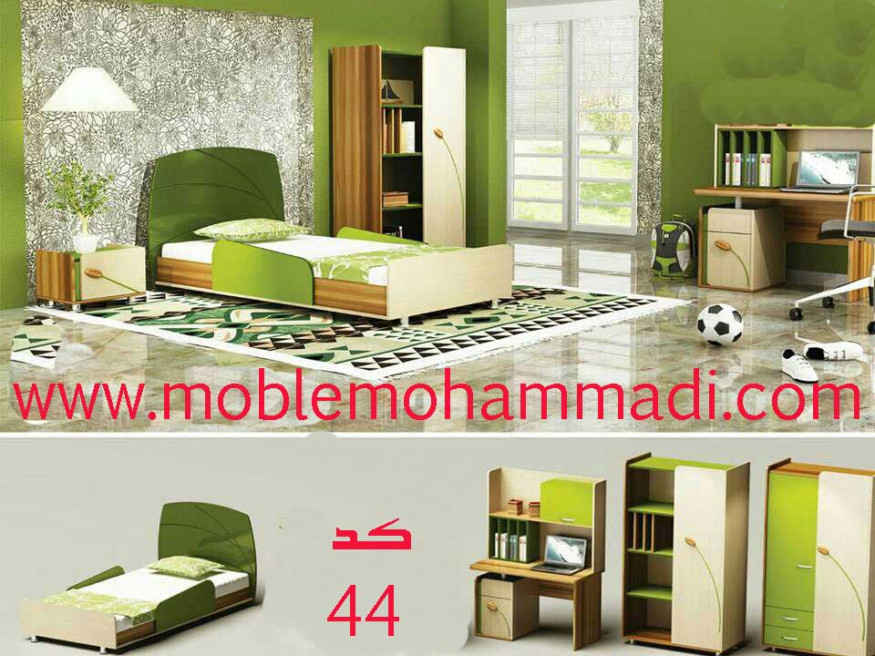 سرویس خواب نوجوان و جوان کد 44 شامل تخت/کمد/میزتحریر/پاتختی