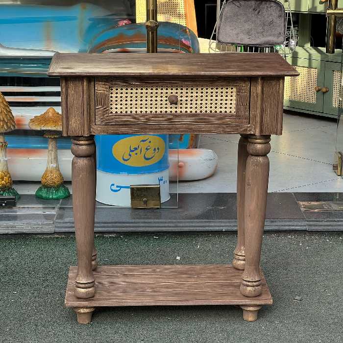 [๑๑] مينى كنسول چوب حصير پايه خراطى . طول اينكار