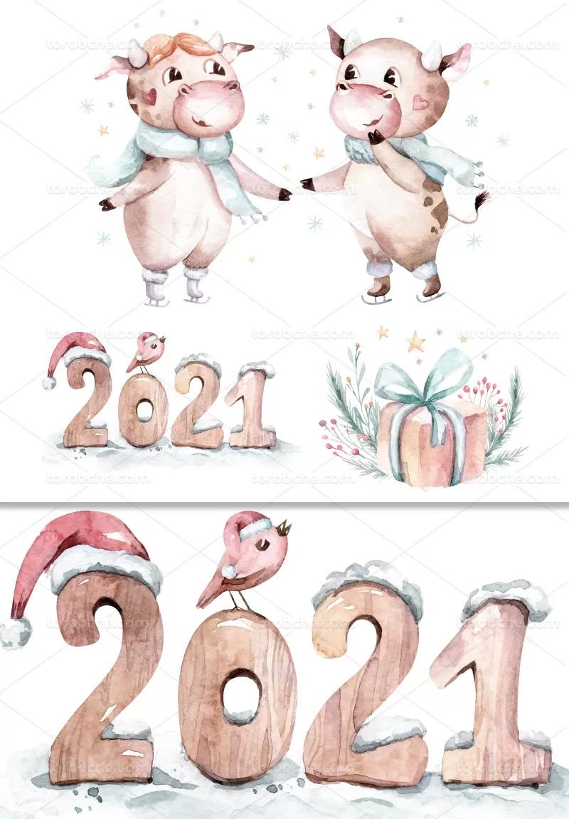 وکتور کاراکتر گاو کارتونی | گرافیک با طعم تربچه