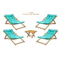 صندلی کمپ آبی کمپینگ Misty Sezlonk مجموعه بالکن سخت Terra Beach تاشو 4 Sezlont 1Sehpa HUNDEMİR