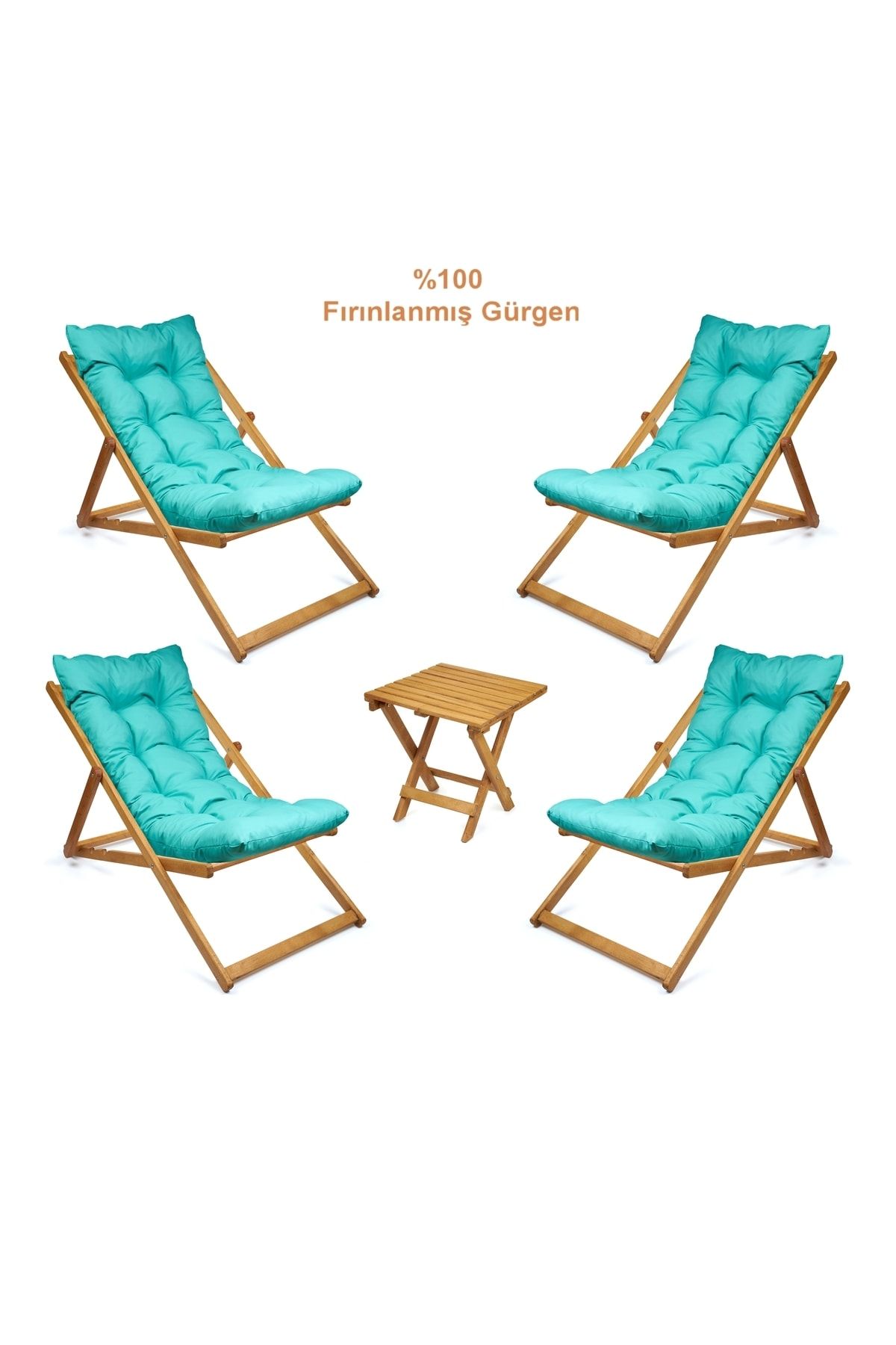 صندلی کمپ آبی کمپینگ Misty Sezlonk مجموعه بالکن سخت Terra Beach تاشو 4 Sezlont 1Sehpa HUNDEMİR