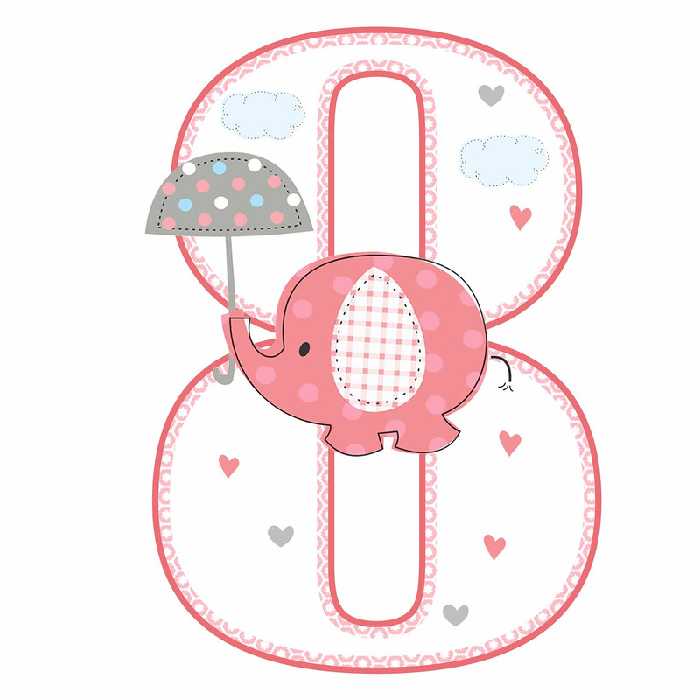 استند رومیزی تولد مدل عدد 8 طرح فیل دخترانه کد 1058