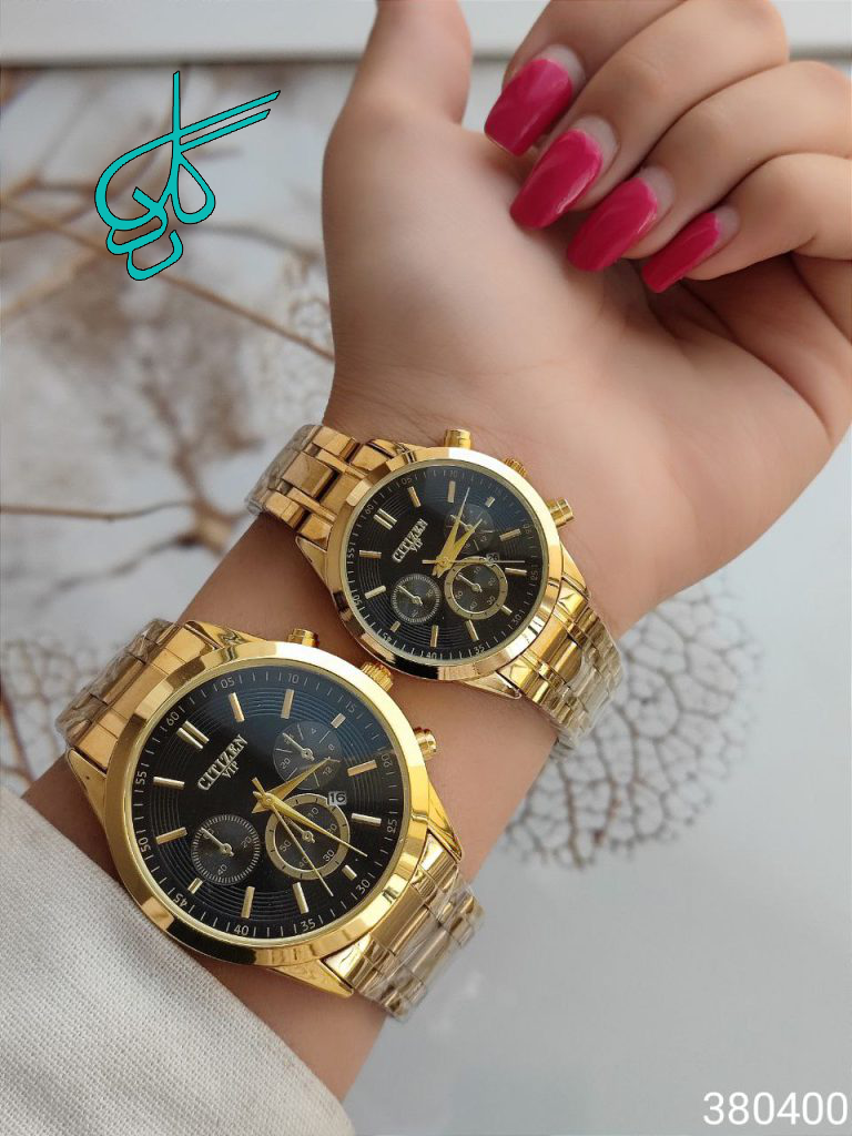 خرید ست ساعت مردانه و زنانه فلزی سیتیزن تقویم دار قفل ضامن دار در رنگ بندی متنوع کد 2115045 - ردگل