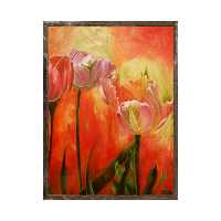 تابلو نقاشی رنگ روغن مدل گل لاله
