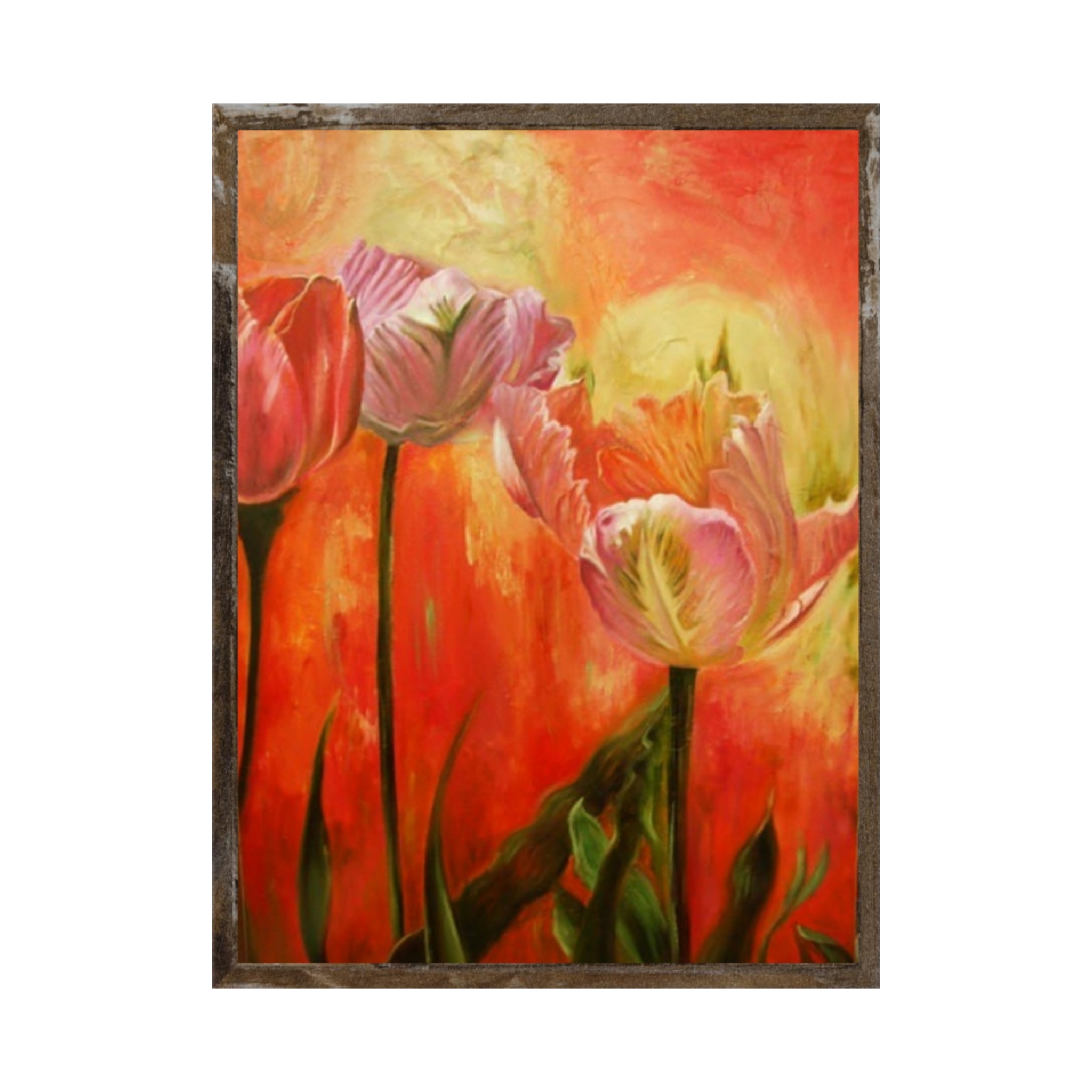 تابلو نقاشی رنگ روغن مدل گل لاله