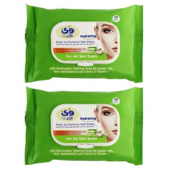 دستمال مرطوب وی کر مدل Jojoba - Aloe Vera دو بسته 20 عددی