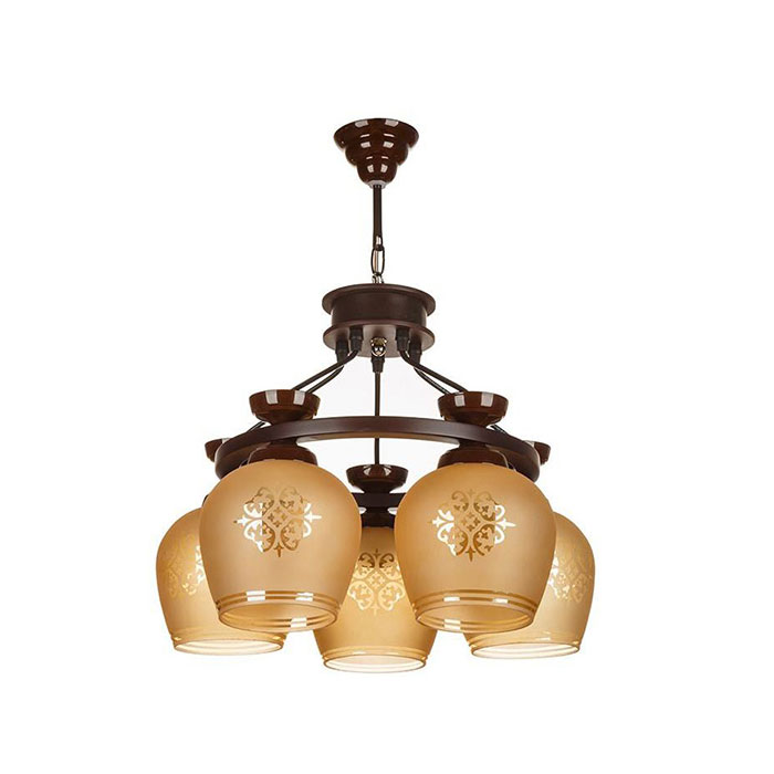 لوستر چوبی چشمه نور ۵ شعله کد G561/5-BR