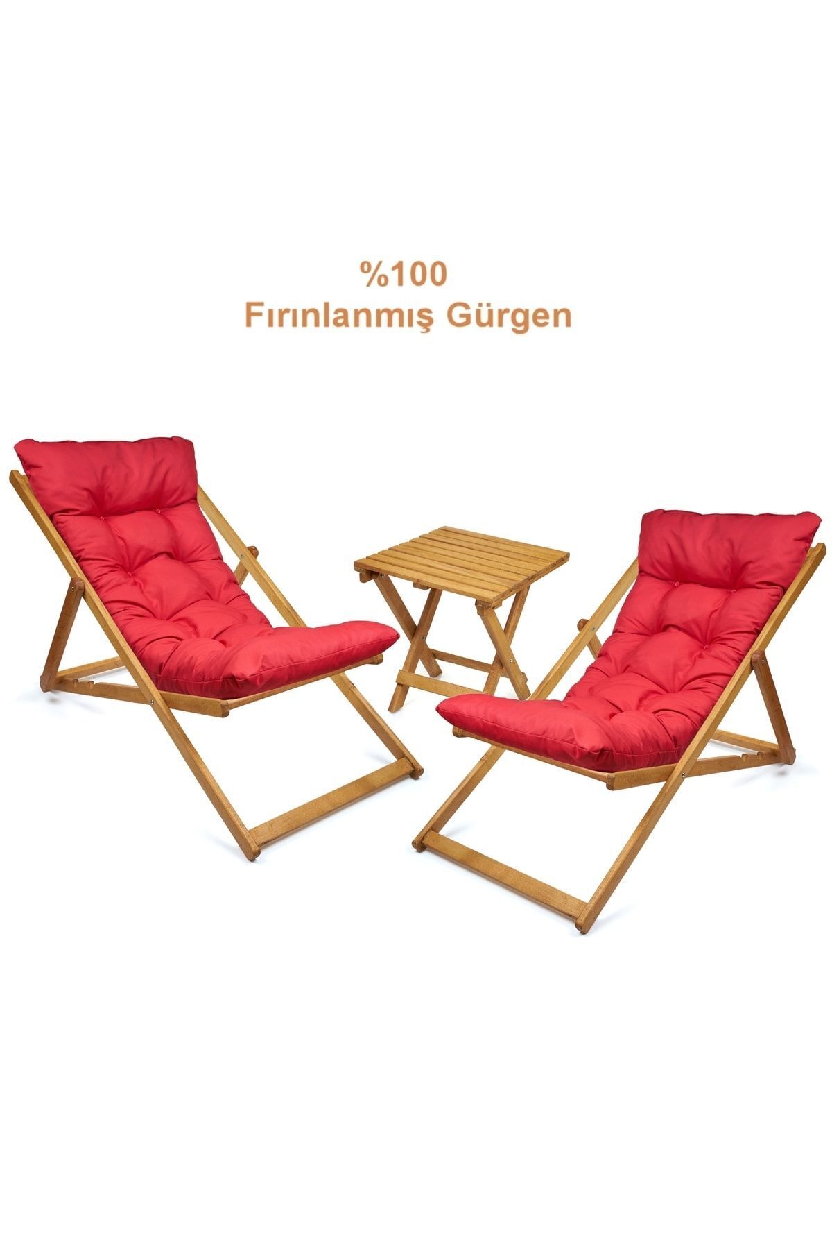 صندلی کمپ قرمز کمپینگ مجموعه Titty Sezlonk باغ بالکن و بلبرینگ تاشو 2 1Sehpa HUNDEMİR
