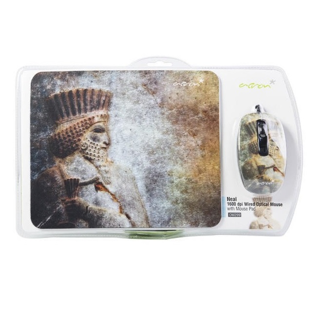 ماوس اپتیکال همراه با ماوس پد اکرون مدل OM299 طرح هخامنش