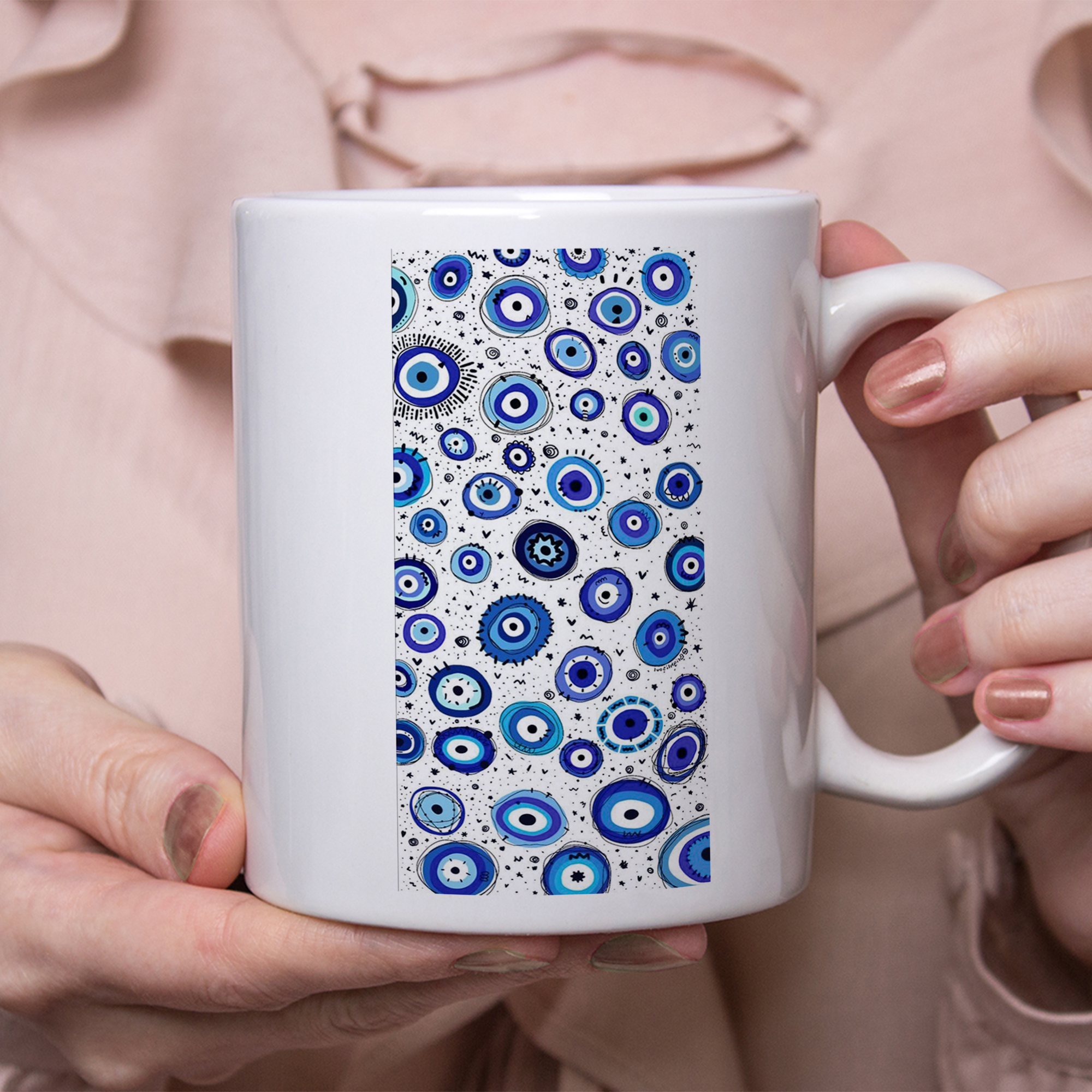 ماگ طرح چشم نظر مدل چشم زخم E11