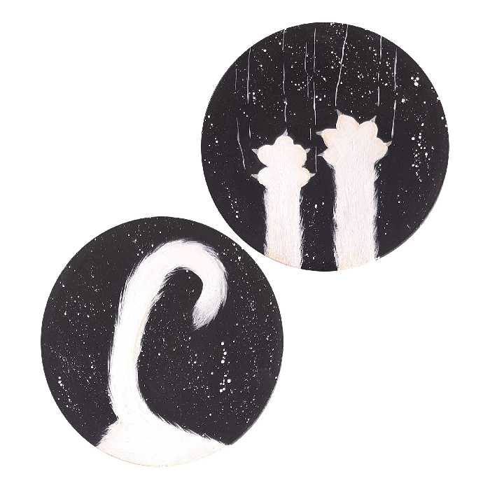 بشقاب دیوارکوب سفالی طرح گربه کد D167 مجموعه 3 عددی