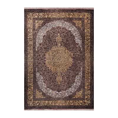 فرش ماشینی بهشتی مدل لاوین کد 252 زمینه قهوه‌ای