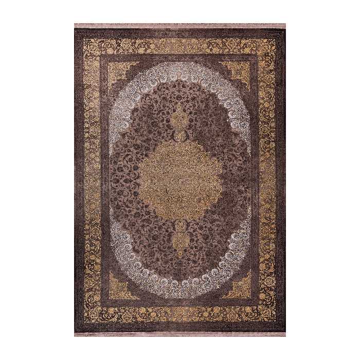 فرش ماشینی بهشتی مدل لاوین کد 252 زمینه قهوه‌ای