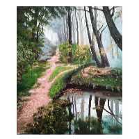 تابلو نقاشی رنگ روغن طرح افق جنگل کد ekt_05