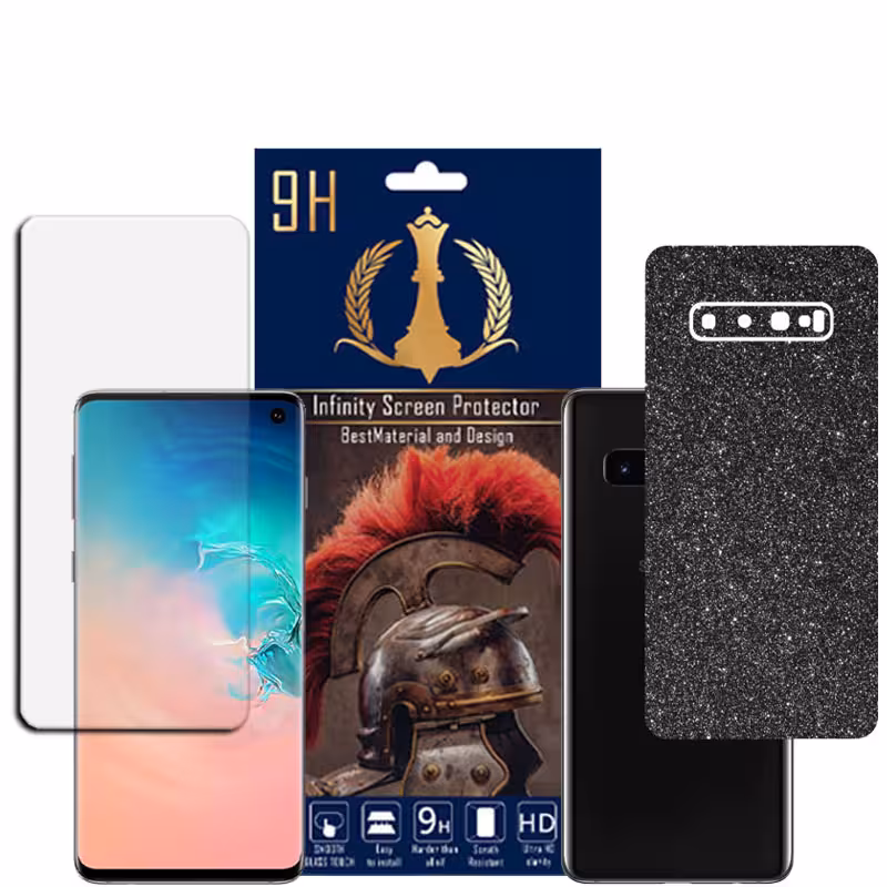 برچسب پوششی اینفینیتی مدل PRO MAX مناسب برای گوشی موبایل سامسونگ GALAXY S10 4G به همراه محافظ صفحه نمایش