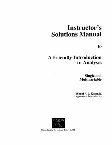 خرید و دانلود نسخه کامل کتاب Insturctor’s Solution Manual to A Friendly Introduction to Real Analysis