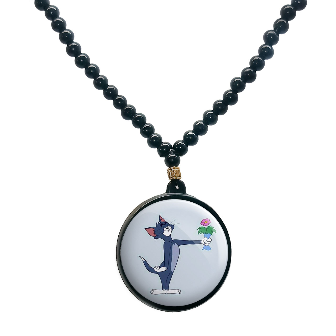 گردنبند پرمانه طرح تام و جری کد pmd.10843 مدل دو طرفه