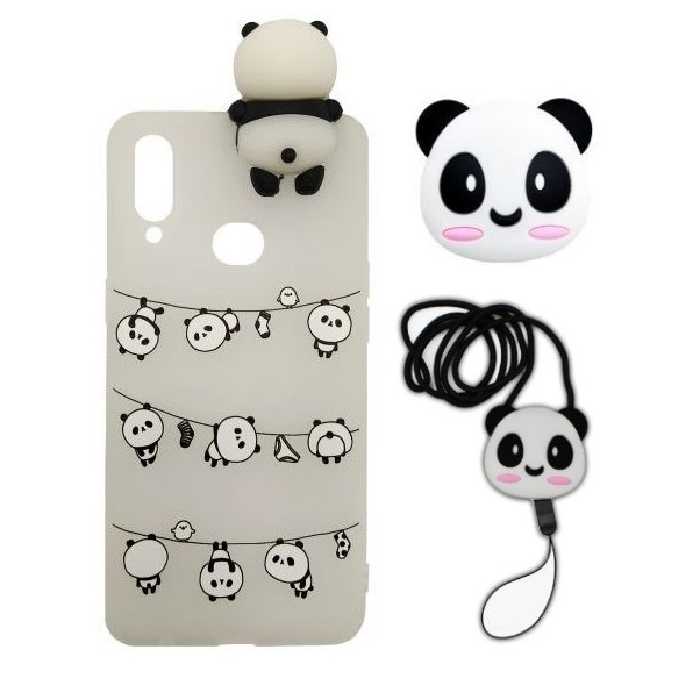 کاور طرح پاندا مدل p20 مناسب برای گوشی موبایل هوآوی Y6P به همراه بند و پایه نگهدارنده