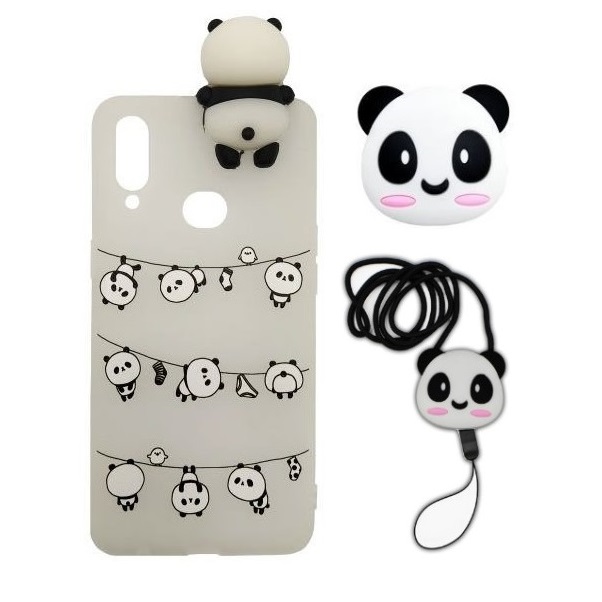 کاور طرح پاندا مدل p20 مناسب برای گوشی موبایل هوآوی Y6P به همراه بند و پایه نگهدارنده