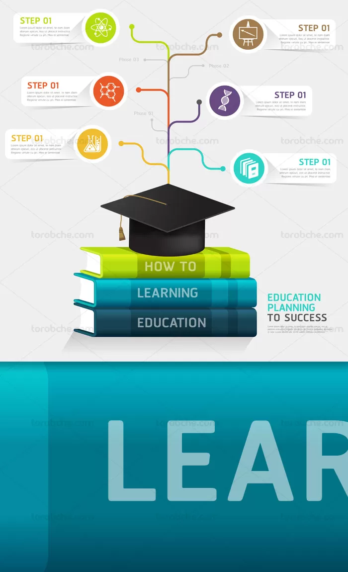 وکتور المان طراحی اینفوگرافیک آموزشی و کتاب - گرافیک با طعم تربچه