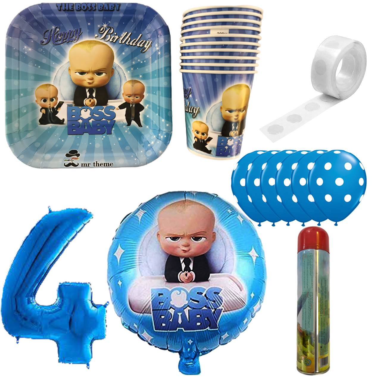 مجموعه 30 عددی تم تولد مستر تم طرح بچه رئیس کد 4