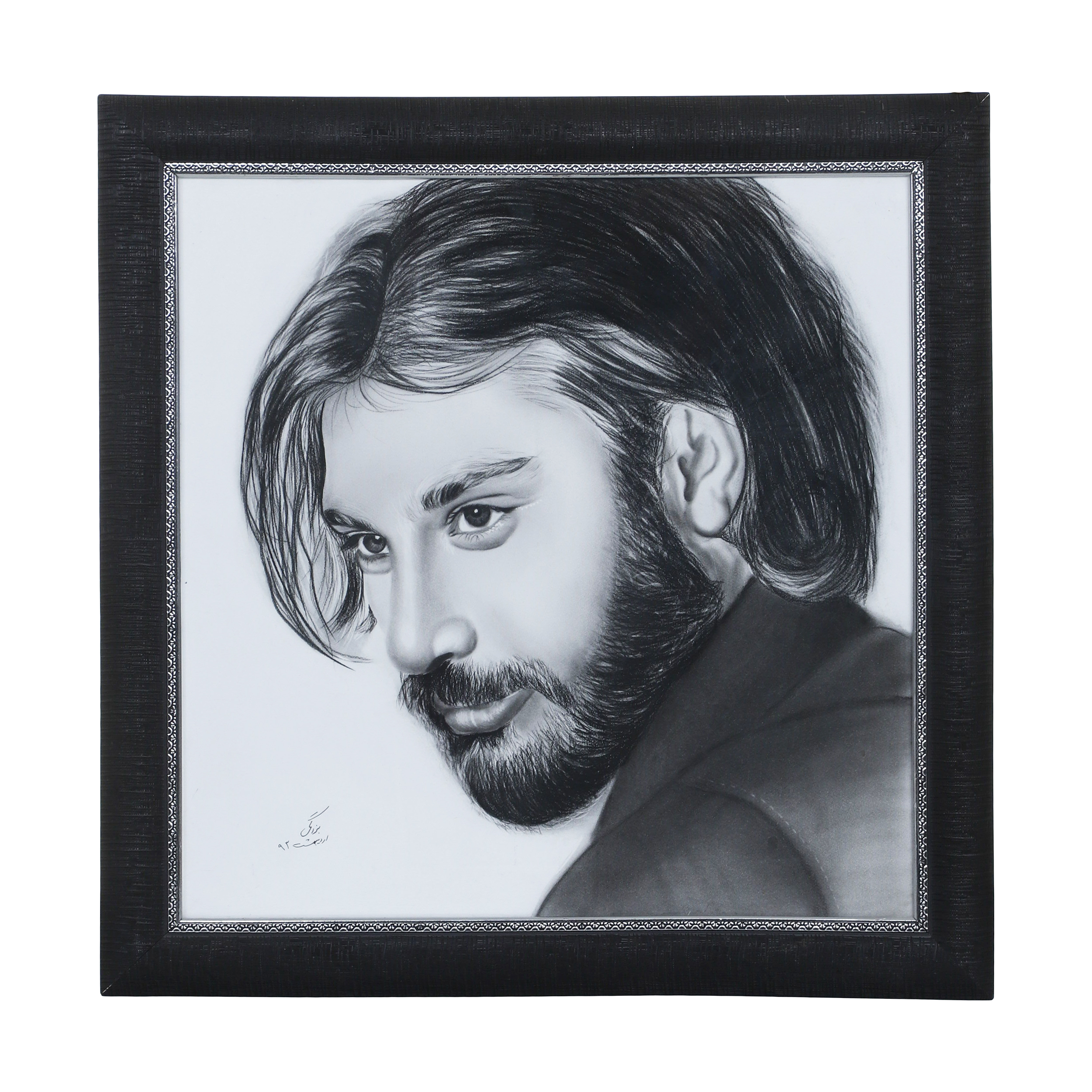 تابلو نقاشی سیاه قلم مدل هنرمند خاطره ساز ناصر عبدالهی کد 6