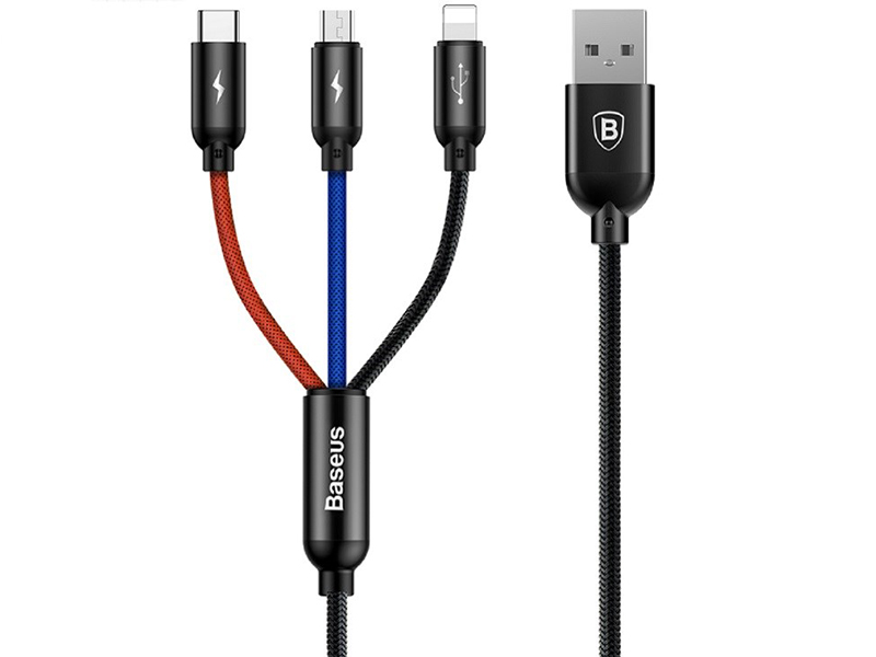 کابل تبدیل USB به لایتنینگ/MicroUSB/USB-C بیسوس مدل MVP 3-in-1 به طول 12 متر