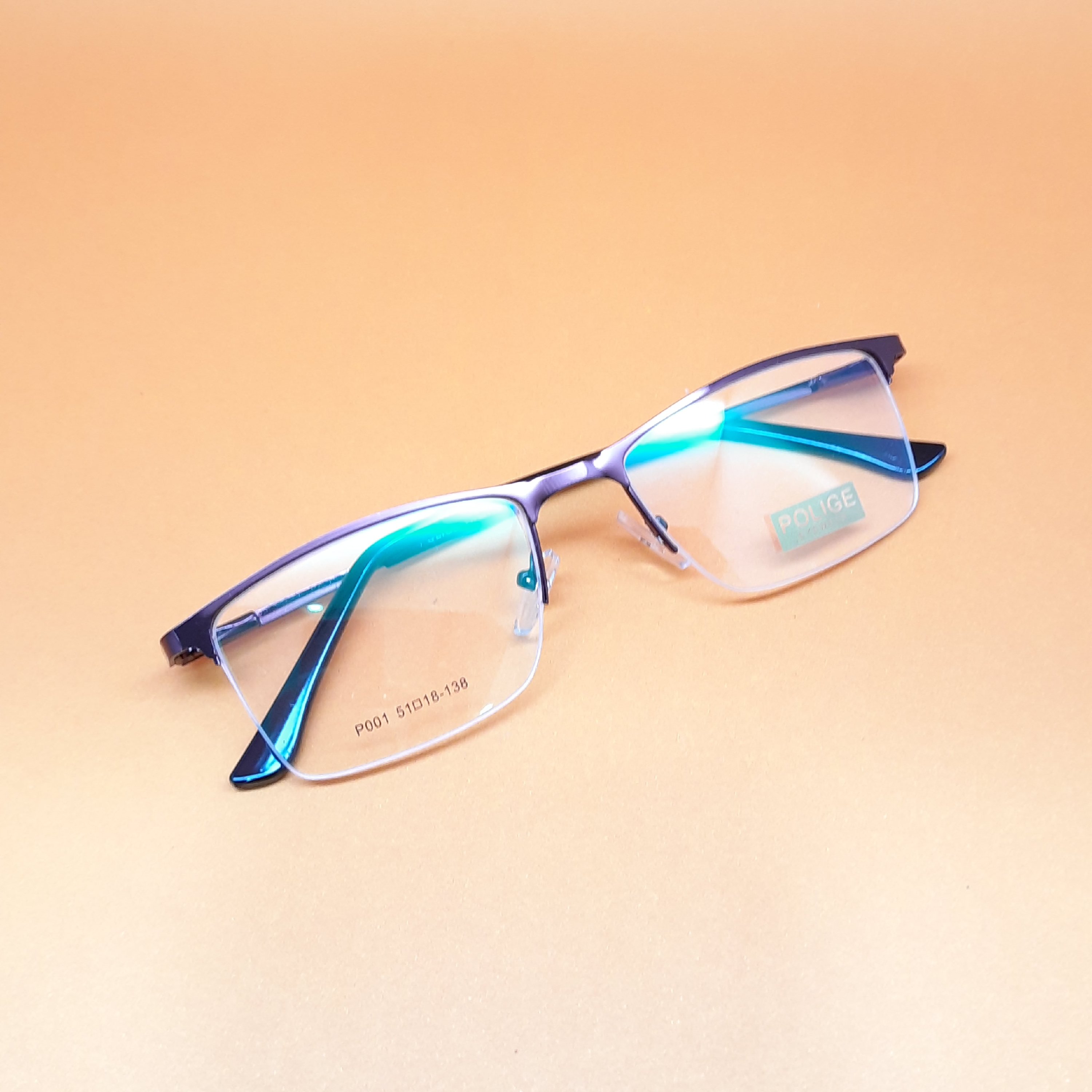 عینک طبی نمره دار با عدسی آنتی رفلکس  یا hc uy400  فریم فلزی نیمه قاب فنر دار