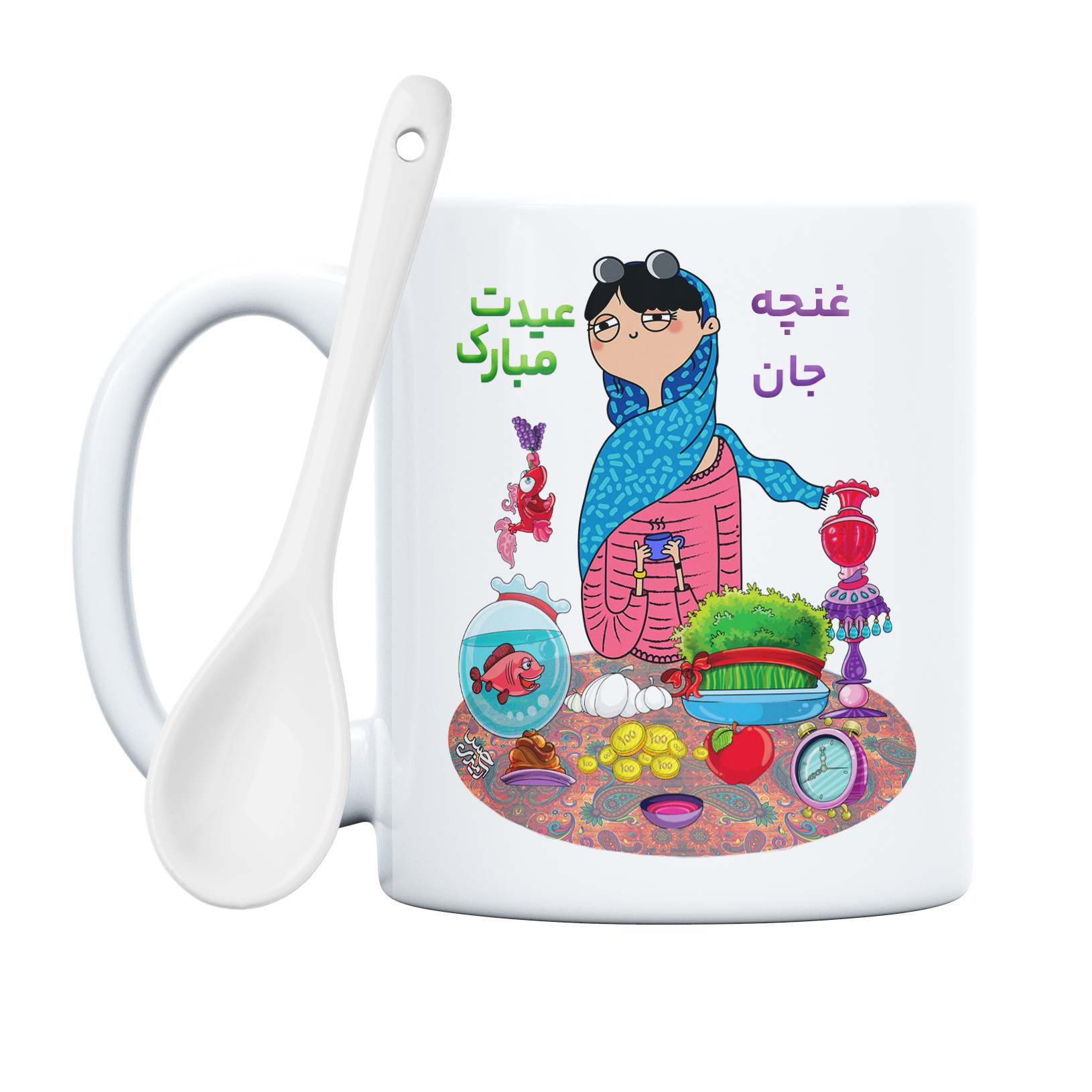 ماگ حس آمیزی طرح عیدت مبارک مدل غنچه