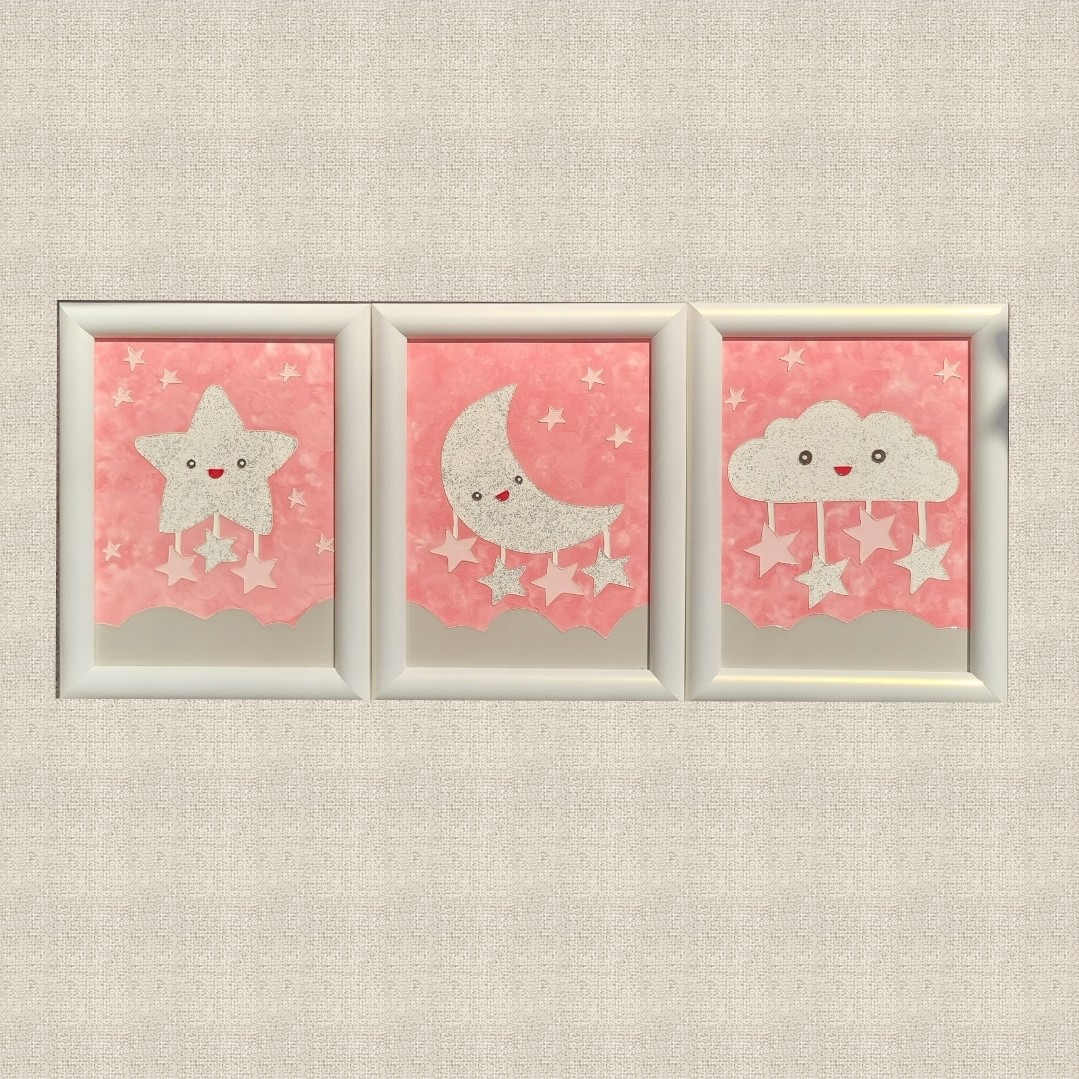 تابلو ویترای ماه و ابر و ستاره شاین و اکلیلی