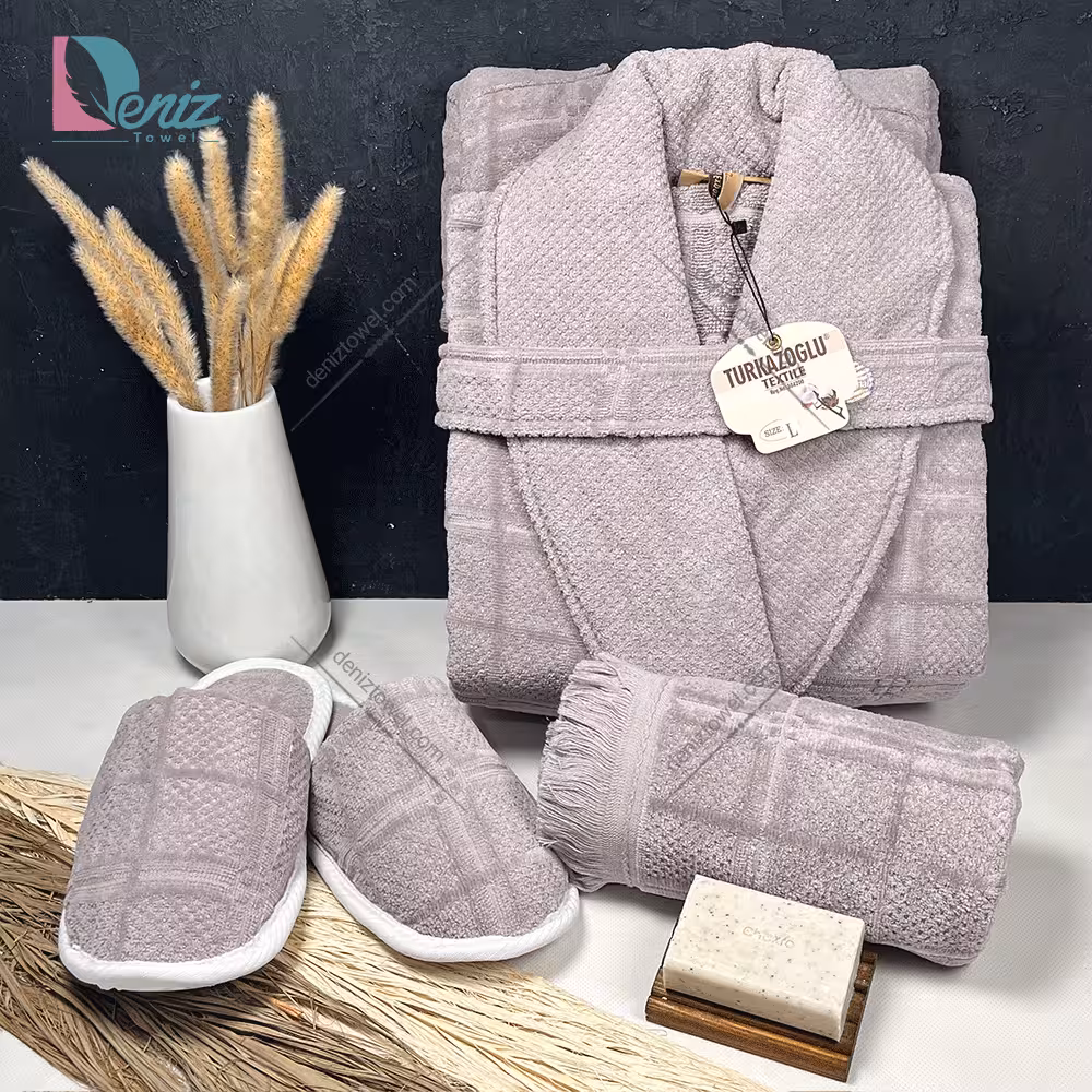 حوله ست یک نفره سه تکه مارتا رنگ یاسی