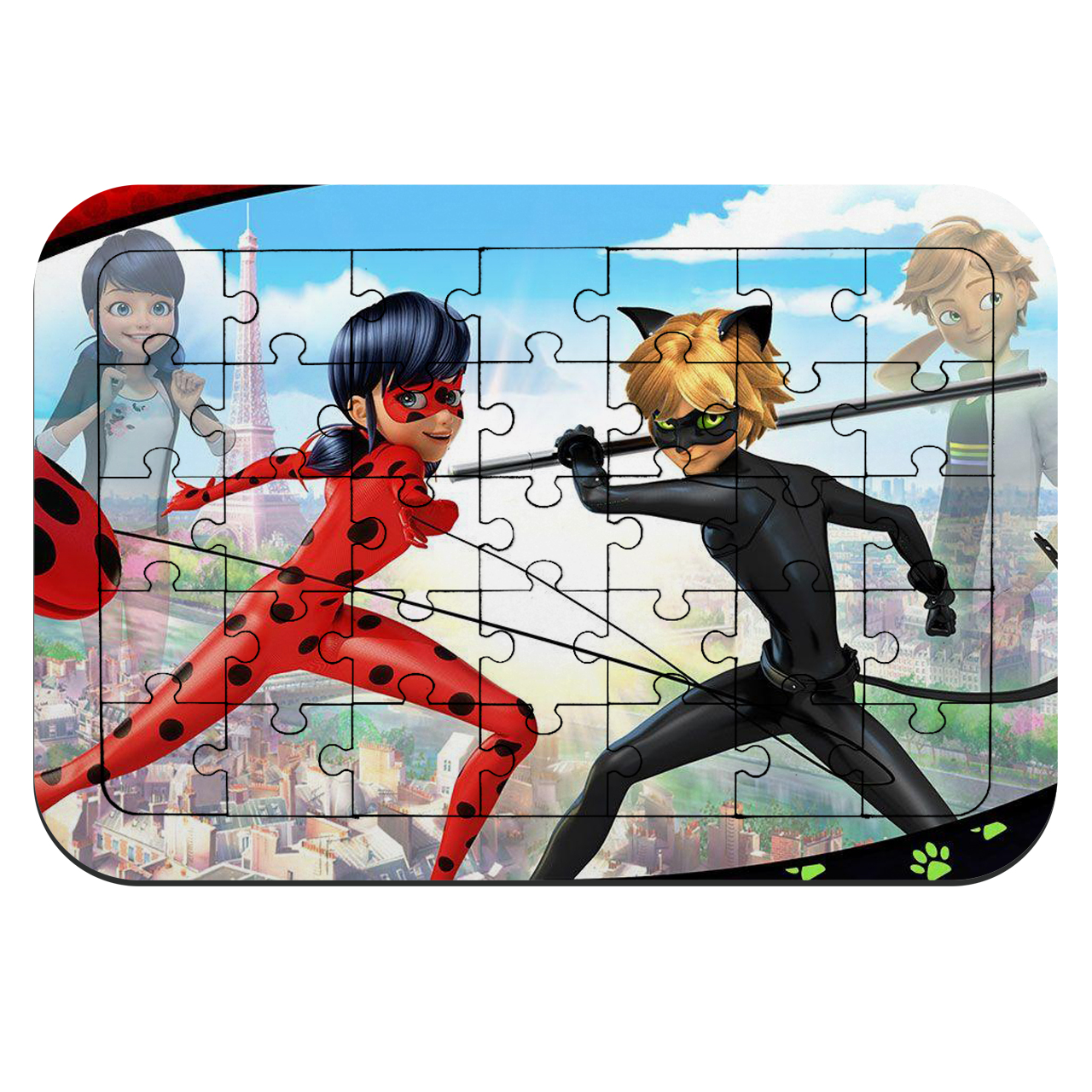 پازل 35 تکه طرح دختر کفشدوزکی و پسر گربه ای مدل NI810