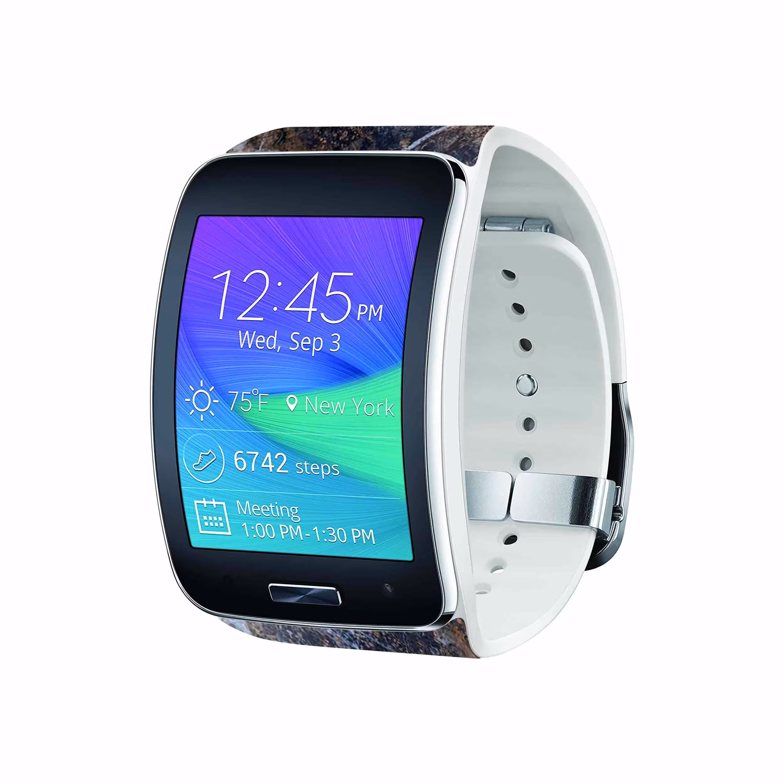 برچسب ماهوت طرح Earth_White_Marble مناسب برای ساعت هوشمند سامسونگ Galaxy Gear S