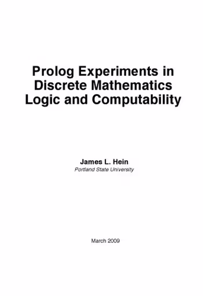 خرید و دانلود نسخه کامل کتاب Prolog Experiments in Discrete Mathematics Logic and Computability