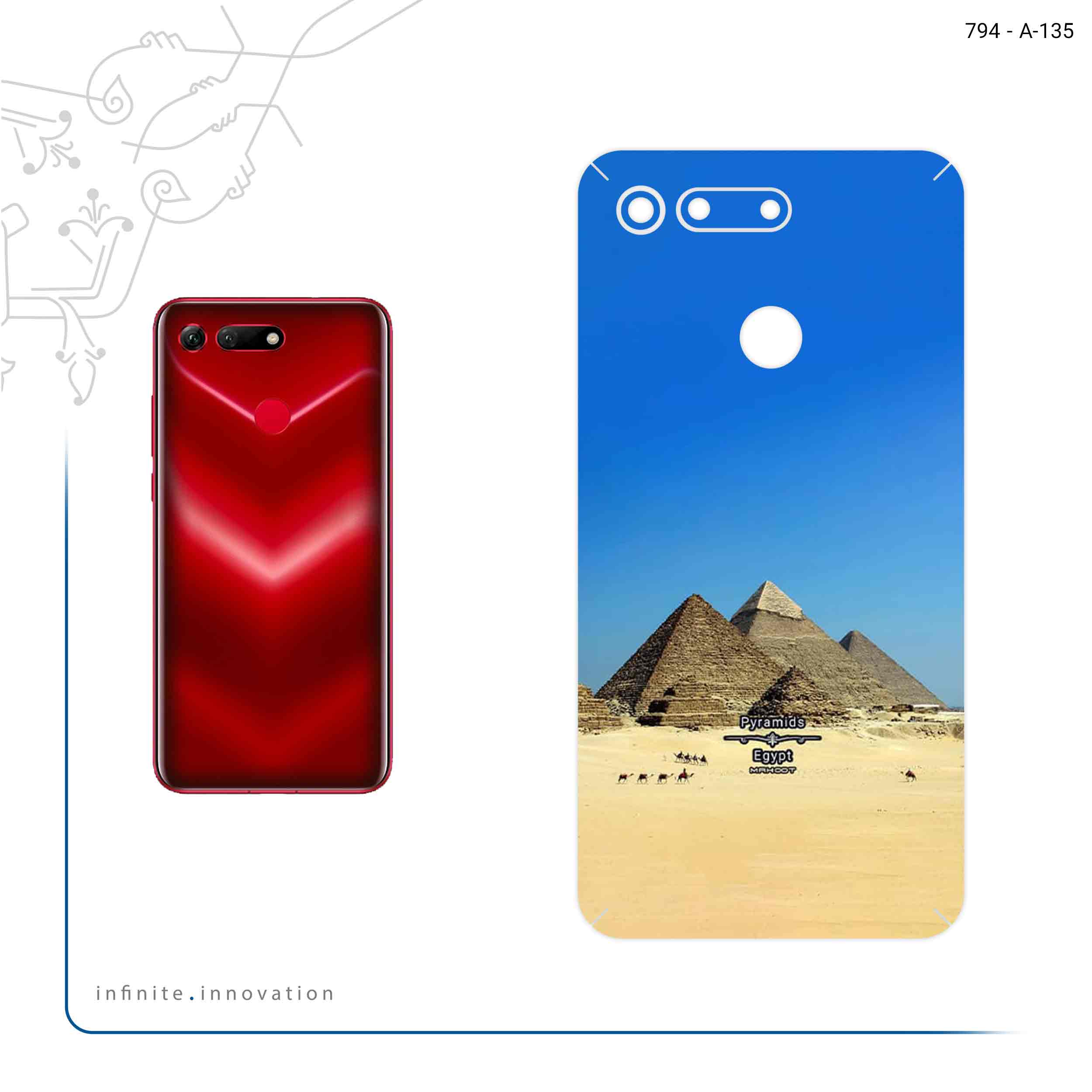 برچسب پوششی ماهوت مدل Pyramids of Egypt مناسب برای گوشی موبایل آنر View 20