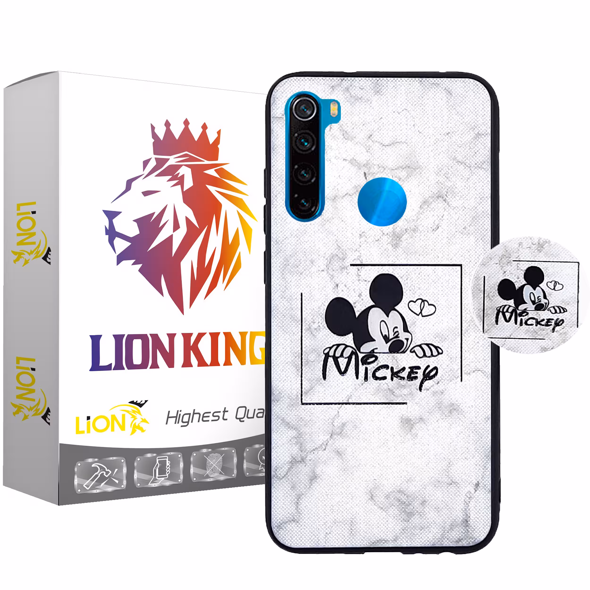 کاور لاین کینگ مدل Mickey2 مناسب برای گوشی موبایل شیایومی Redmi Note8 به همراه پایه نگهدارنده