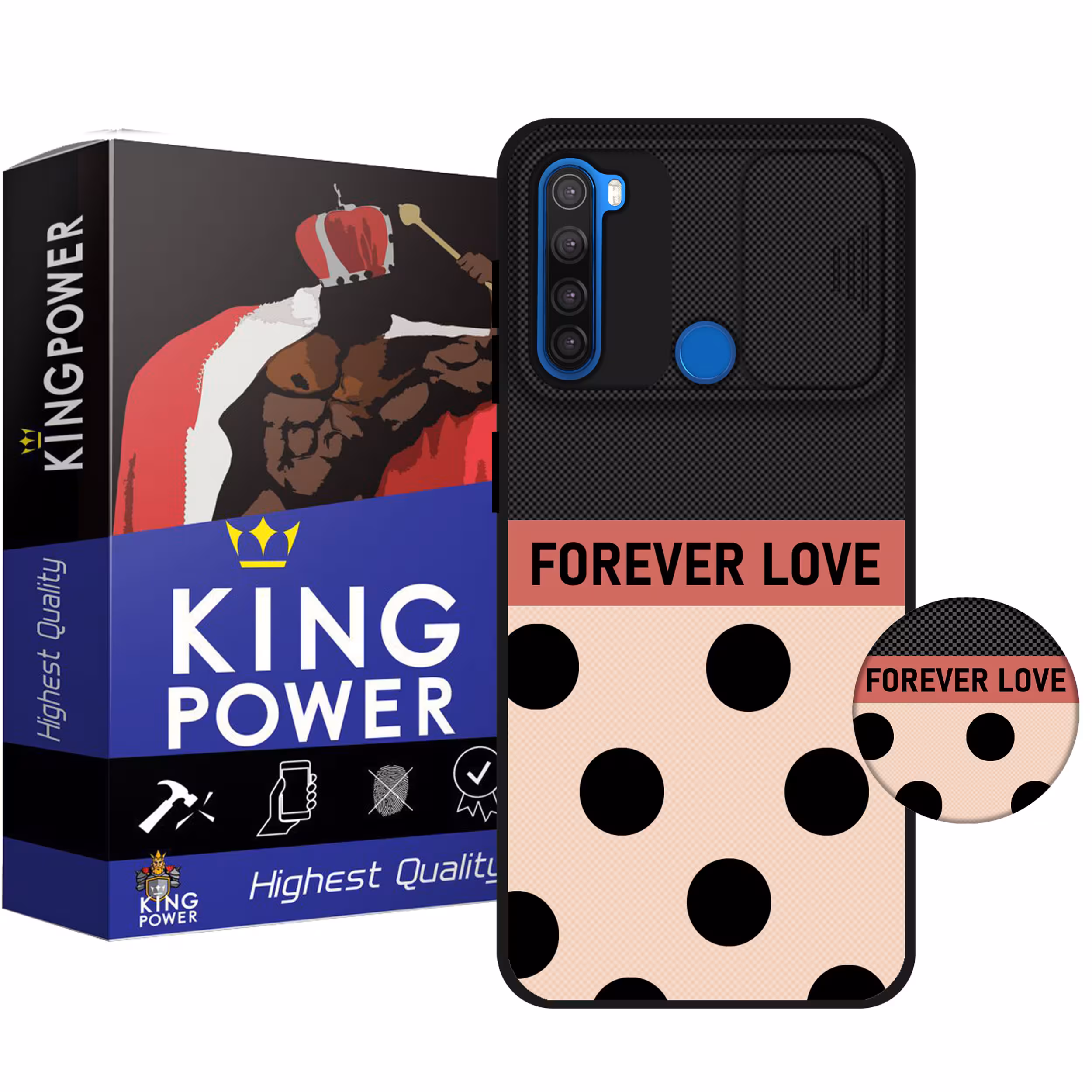 کاور کینگ پاور مدل FOREVER LOVE مناسب برای گوشی موبایل شیائومی Redmi Note 8 به همراه پایه نگهدارنده