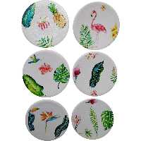 بشقاب دیوارکوب سفالی مدل برگ های استوایی مجموعه 6 عددی