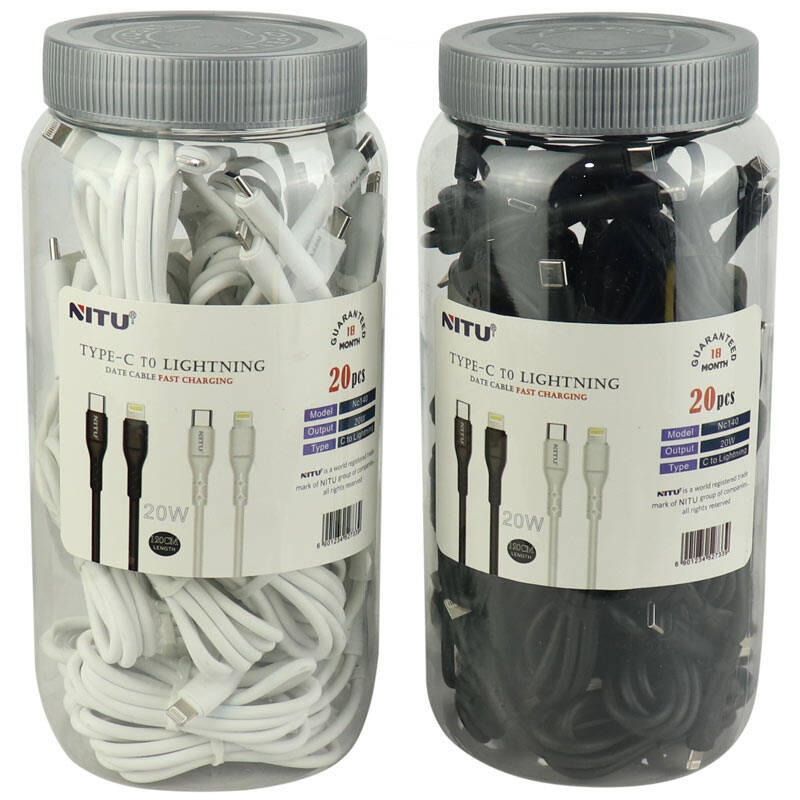 کابل تبدیل فست شارژ Nitu NC140 Type-C To Lightning 20W 1.2m بسته 20 عددی