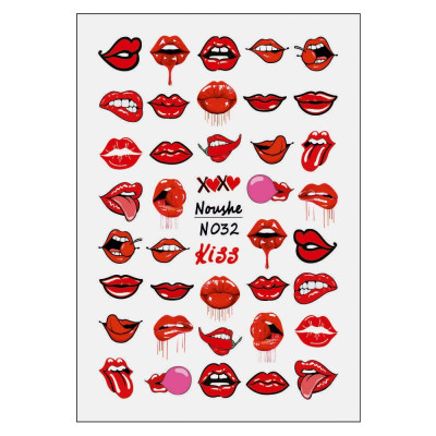 برچسب لنز ناخن نوشه مدل لب کد N032