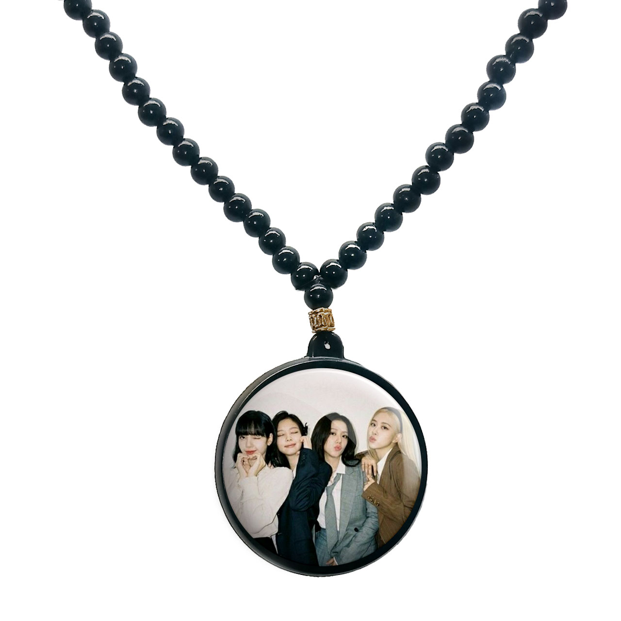 گردنبند پرمانه طرح بلک پینک کد pmd.17808 مدل دو طرفه