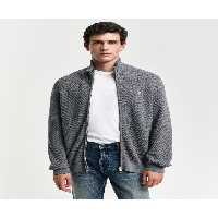 ژاکت جلو باز خاکستری مردانه کش باف کم رنگ Gant